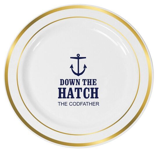 Down The Hatch Premium Banded Plastic Plates